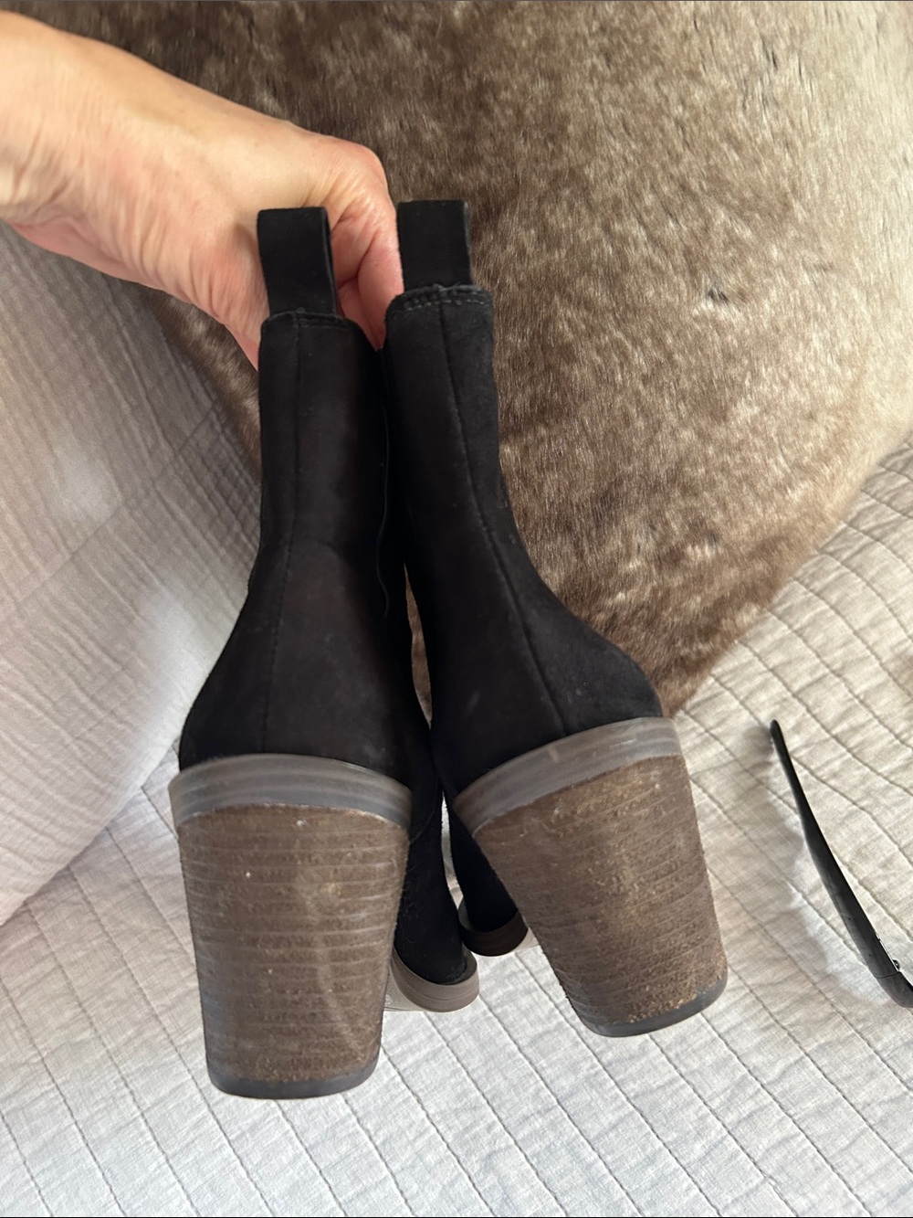 Vince Camuto Ackella Black Suede western Square Toe Bootie 7.5 - Picture 4 of 11